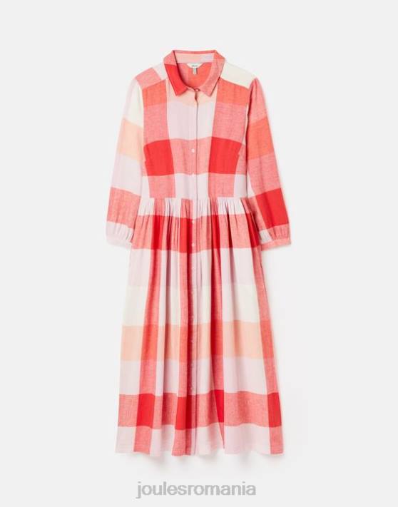 Joules femeilor rochie cămașă faye relaxed fit 48DH7 îmbrăcăminte cec roz | Joules Romania