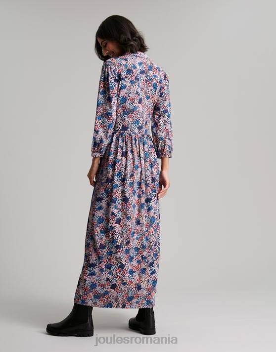 Joules femeilor rochie cămașă midi din jerseu nova 48DH64 îmbrăcăminte navy ditsy | Joules Romania