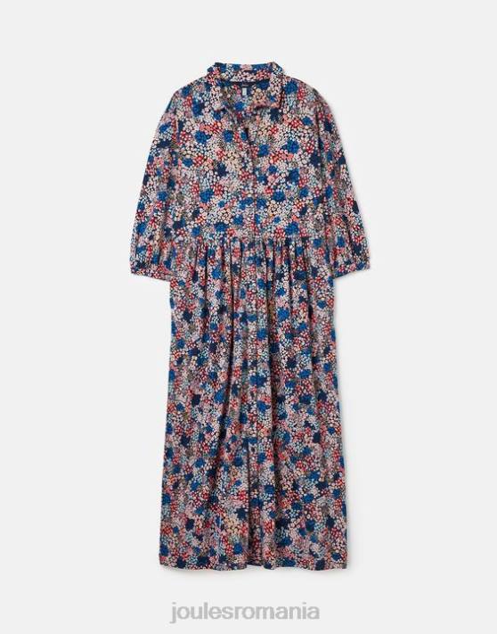 Joules femeilor rochie cămașă midi din jerseu nova 48DH64 îmbrăcăminte navy ditsy | Joules Romania
