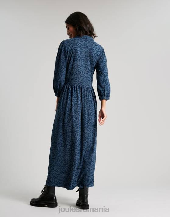 Joules femeilor rochie cămașă midi din jerseu nova 48DH94 îmbrăcăminte leopard albastru | Joules Romania