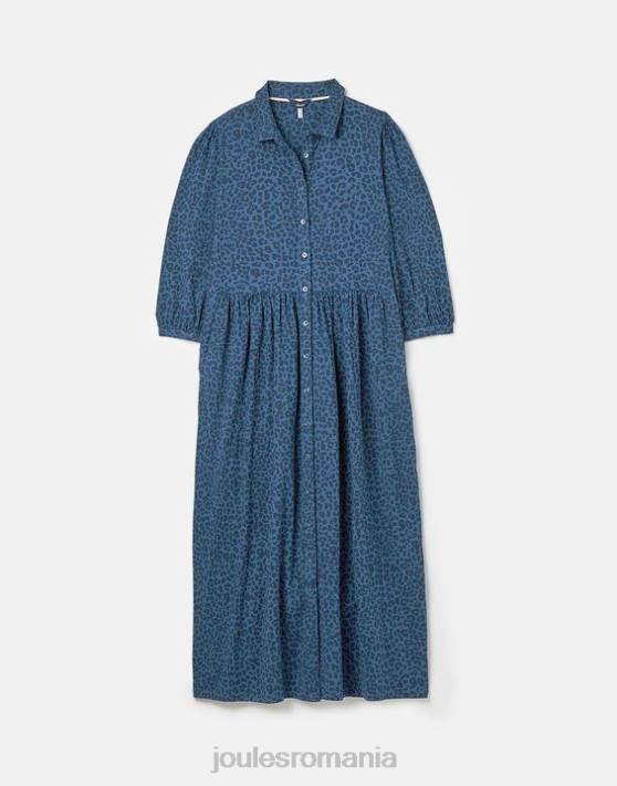 Joules femeilor rochie cămașă midi din jerseu nova 48DH94 îmbrăcăminte leopard albastru | Joules Romania