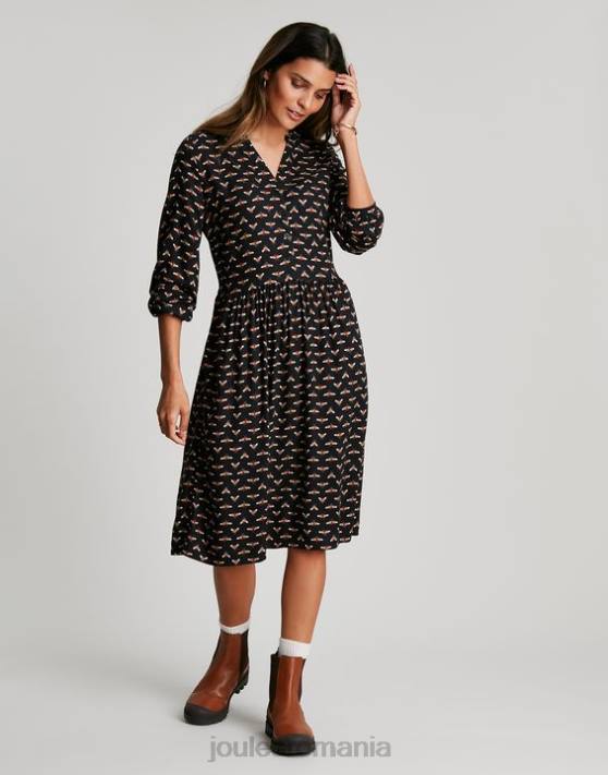 Joules femeilor rochie cămașă sophia cu jumătate de pat 48DH138 îmbrăcăminte albină neagră | Joules bags