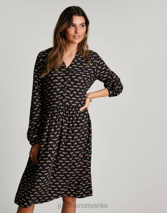 Joules femeilor rochie cămașă sophia cu jumătate de pat 48DH138 îmbrăcăminte albină neagră | Joules bags