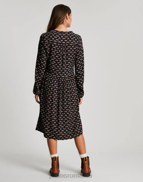 Joules femeilor rochie cămașă sophia cu jumătate de pat 48DH138 îmbrăcăminte albină neagră | Joules bags