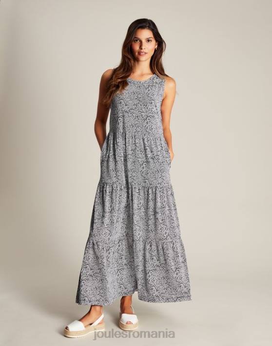 Joules femeilor rochie cu etaje din jerseu jayne 48DH100 îmbrăcăminte salcie albastru închis | Joules Romania