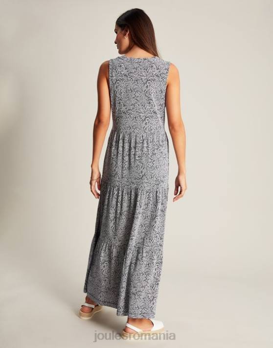 Joules femeilor rochie cu etaje din jerseu jayne 48DH100 îmbrăcăminte salcie albastru închis | Joules Romania