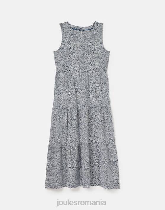 Joules femeilor rochie cu etaje din jerseu jayne 48DH100 îmbrăcăminte salcie albastru închis | Joules Romania