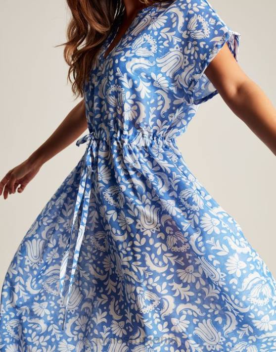 Joules femeilor rochie de plajă Brooke 48DH4 îmbrăcăminte albastru floral | Joules Romania