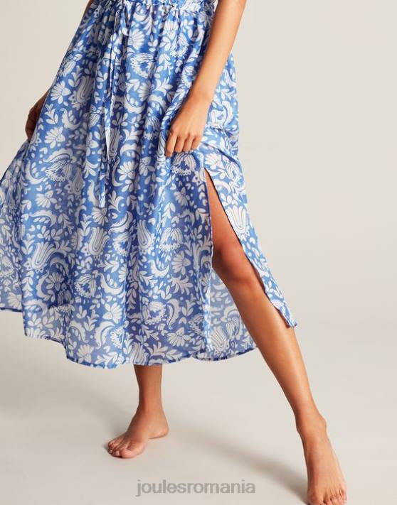 Joules femeilor rochie de plajă Brooke 48DH4 îmbrăcăminte albastru floral | Joules Romania