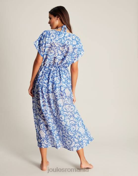 Joules femeilor rochie de plajă Brooke 48DH4 îmbrăcăminte albastru floral | Joules Romania