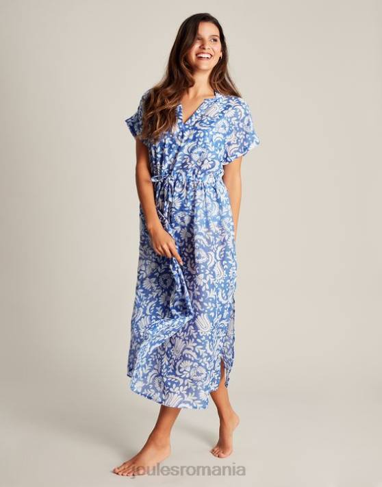 Joules femeilor rochie de plajă Brooke 48DH4 îmbrăcăminte albastru floral | Joules Romania