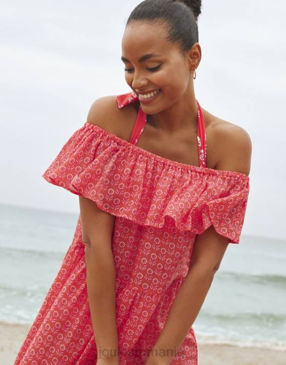 Joules femeilor rochie de plajă fern 48DH91 îmbrăcăminte roz floral | Joules Romania