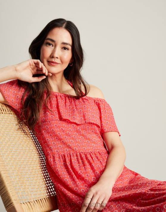 Joules femeilor rochie de plajă fern 48DH91 îmbrăcăminte roz floral | Joules Romania