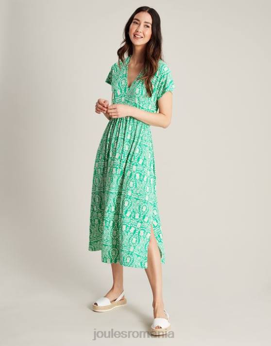 Joules femeilor rochie din tricou nia 48DH56 îmbrăcăminte verde floral | Joules cizme