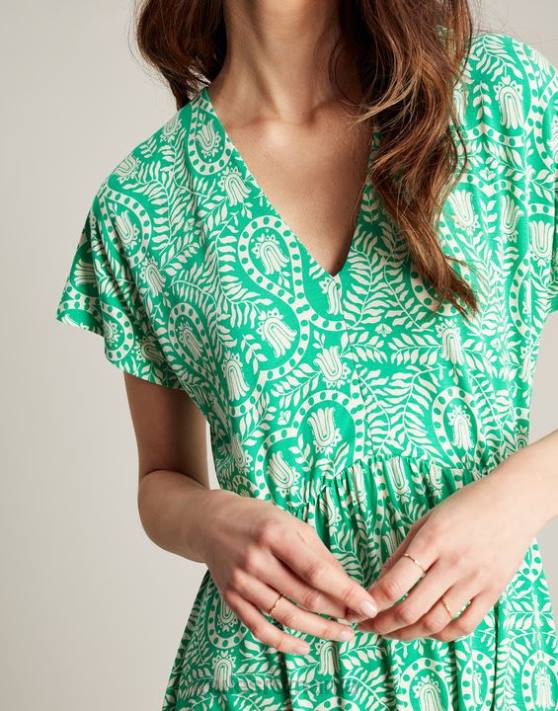 Joules femeilor rochie din tricou nia 48DH56 îmbrăcăminte verde floral | Joules cizme