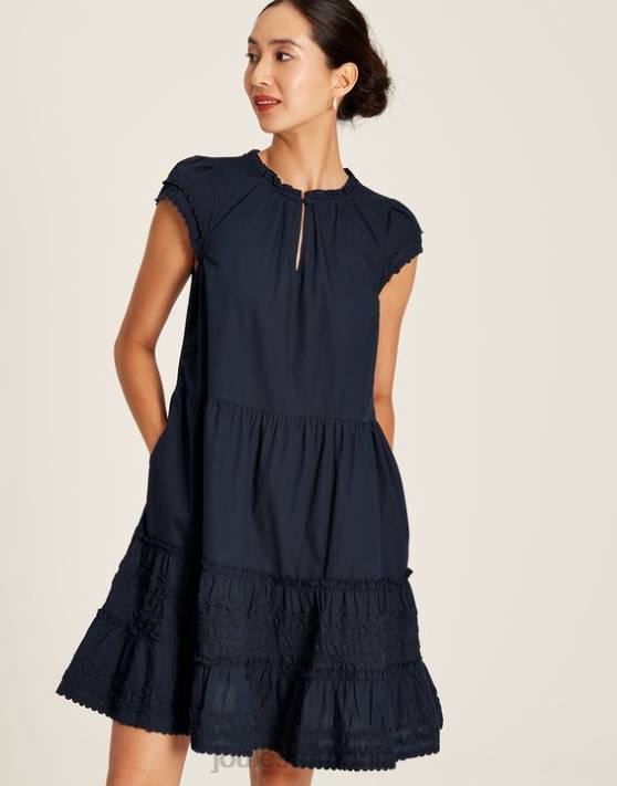 Joules femeilor rochie grace scurtă cu volan 48DH29 îmbrăcăminte marina marina | Joules cizme