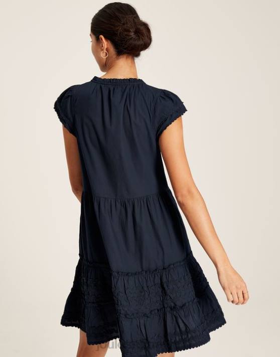 Joules femeilor rochie grace scurtă cu volan 48DH29 îmbrăcăminte marina marina | Joules cizme