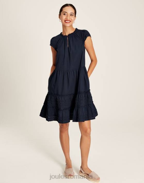Joules femeilor rochie grace scurtă cu volan 48DH29 îmbrăcăminte marina marina | Joules cizme