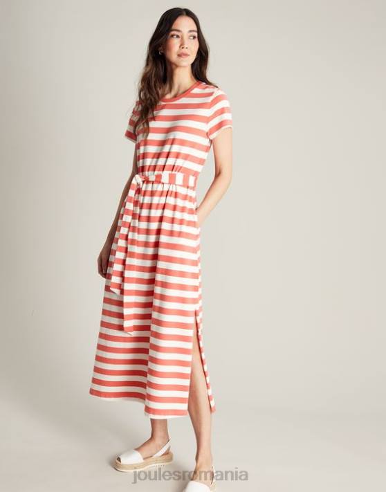 Joules femeilor rochie lunga din jerse paloma 48DH55 îmbrăcăminte dungă roz | Joules Romania
