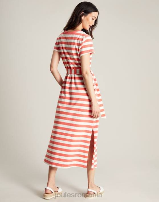 Joules femeilor rochie lunga din jerse paloma 48DH55 îmbrăcăminte dungă roz | Joules Romania