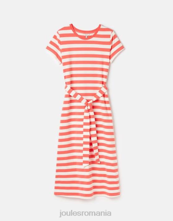 Joules femeilor rochie lunga din jerse paloma 48DH55 îmbrăcăminte dungă roz | Joules Romania