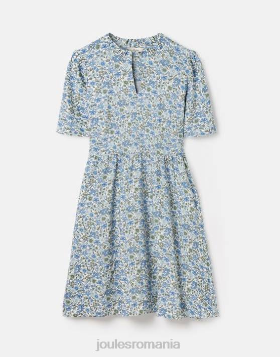 Joules femeilor rochie scurtă cu decolteu cu volanuri 48DH17 îmbrăcăminte ditsy albastru | Joules cizme