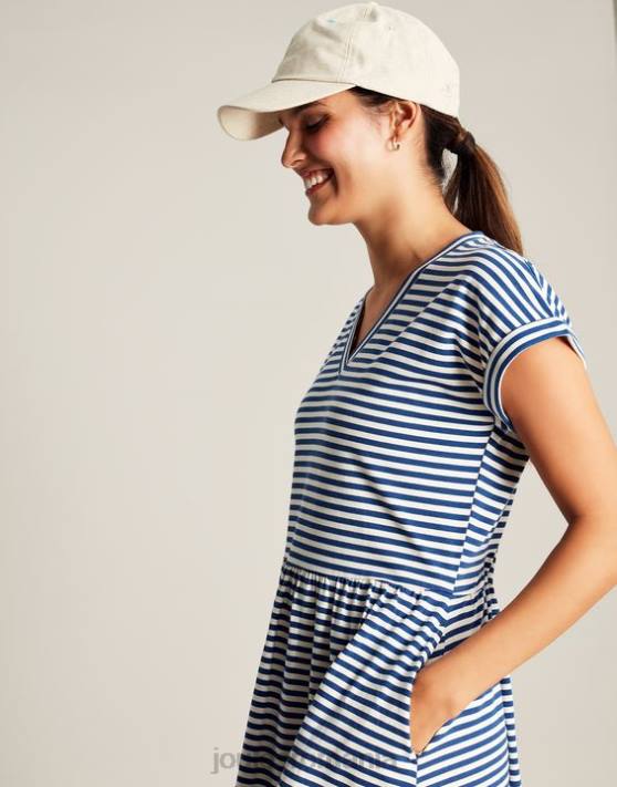 Joules femeilor rochie scurtă din jerse piper 48DH16 îmbrăcăminte dungă albastră | Joules Romania