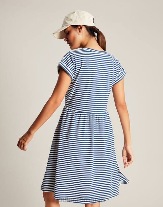 Joules femeilor rochie scurtă din jerse piper 48DH16 îmbrăcăminte dungă albastră | Joules Romania