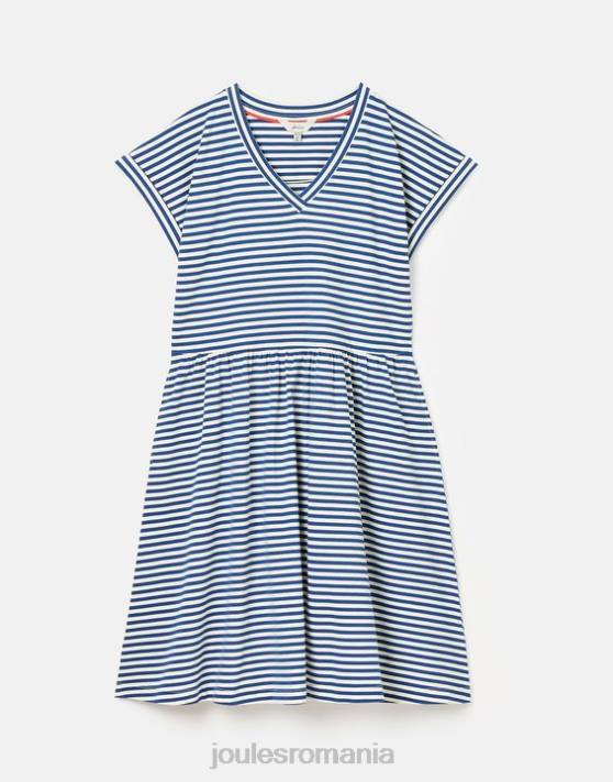 Joules femeilor rochie scurtă din jerse piper 48DH16 îmbrăcăminte dungă albastră | Joules Romania