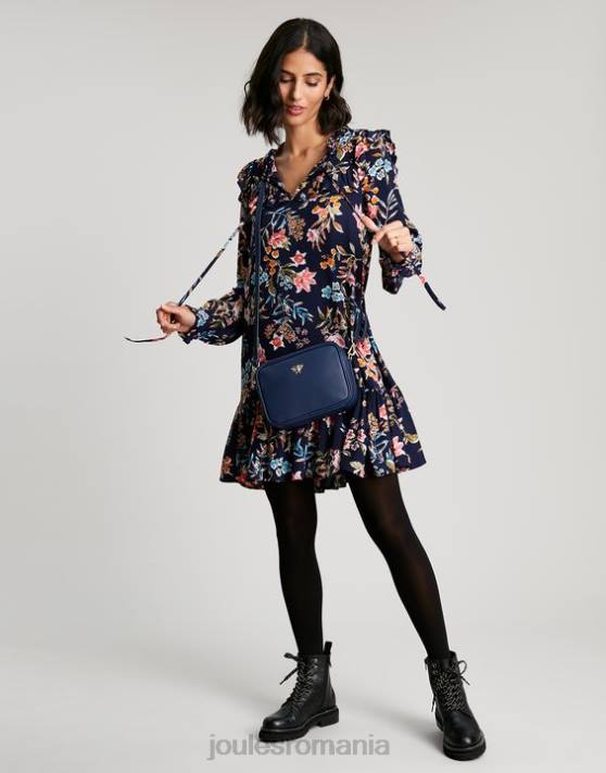 Joules femeilor tunică cu etaje cu volan cu gaura cheii rubin 48DH101 îmbrăcăminte vârf bleumarin floral | Joules cizme