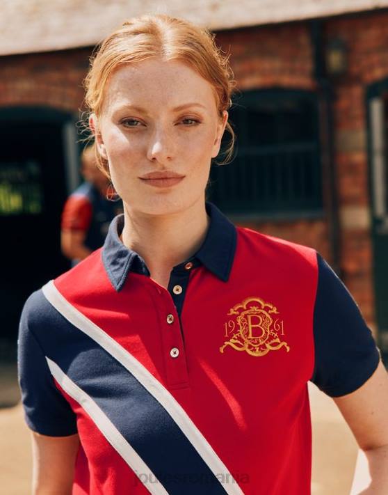 Joules femeilor tricou polo burghley 48DH120 îmbrăcăminte roșu închis | Joules bags