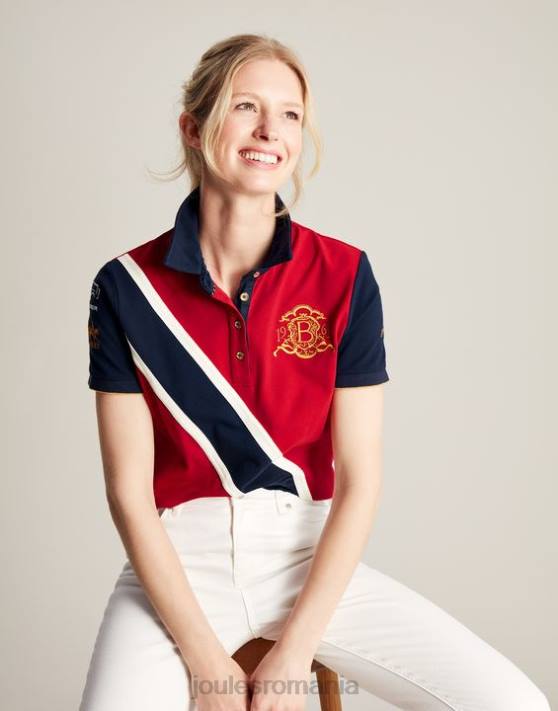 Joules femeilor tricou polo burghley 48DH120 îmbrăcăminte roșu închis | Joules bags