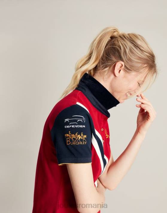 Joules femeilor tricou polo burghley 48DH120 îmbrăcăminte roșu închis | Joules bags