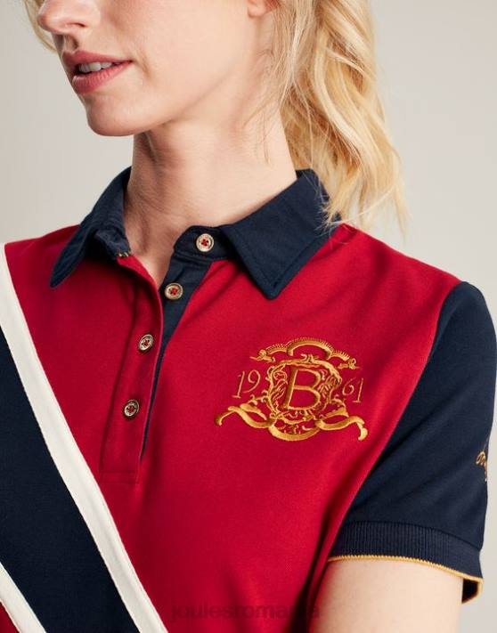Joules femeilor tricou polo burghley 48DH120 îmbrăcăminte roșu închis | Joules bags