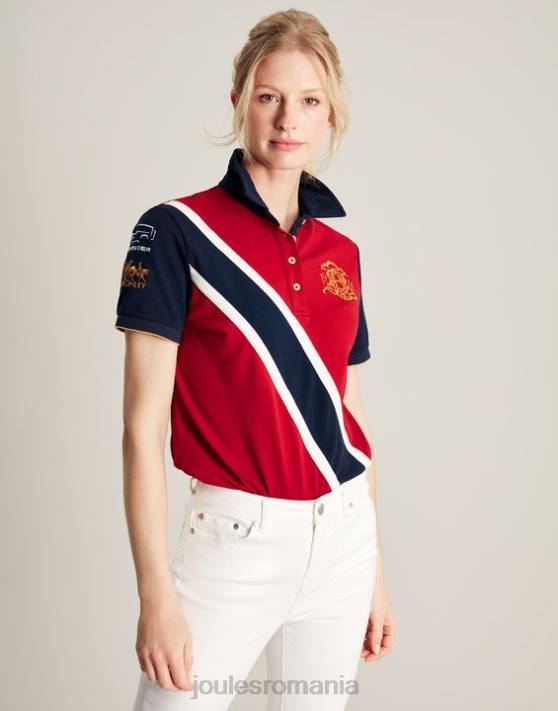 Joules femeilor tricou polo burghley 48DH120 îmbrăcăminte roșu închis | Joules bags