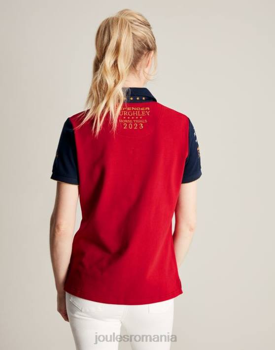 Joules femeilor tricou polo burghley 48DH120 îmbrăcăminte roșu închis | Joules bags