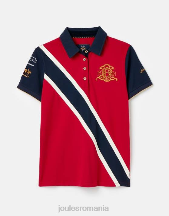 Joules femeilor tricou polo burghley 48DH120 îmbrăcăminte roșu închis | Joules bags