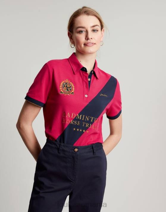 Joules femeilor tricou polo împodobit badminton 48DH107 îmbrăcăminte zmeura adanca | Joules cizme