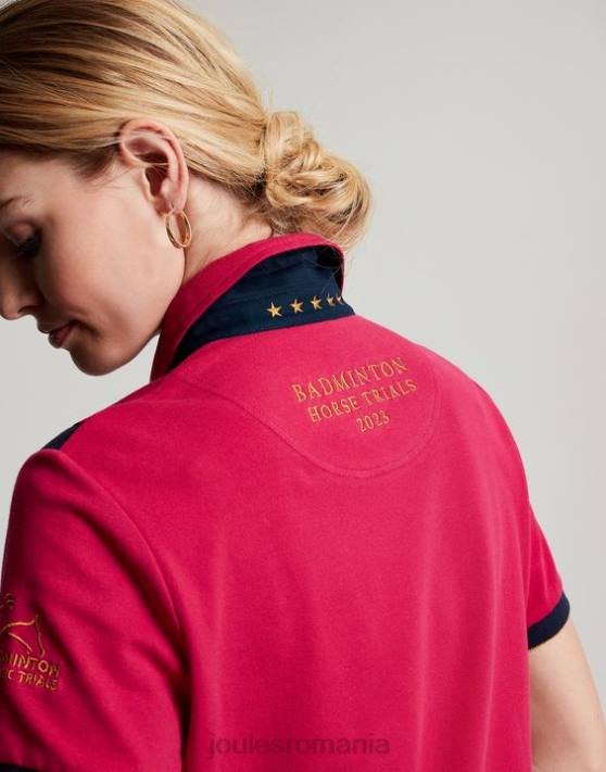 Joules femeilor tricou polo împodobit badminton 48DH107 îmbrăcăminte zmeura adanca | Joules cizme