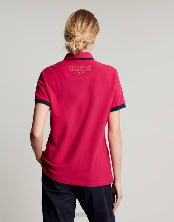 Joules femeilor tricou polo împodobit badminton 48DH107 îmbrăcăminte zmeura adanca | Joules cizme