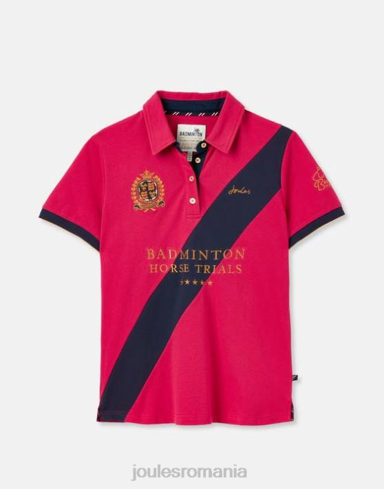 Joules femeilor tricou polo împodobit badminton 48DH107 îmbrăcăminte zmeura adanca | Joules cizme