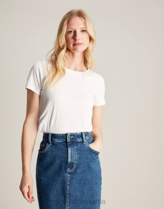 Joules femeilor tricou carley solid clasic crew 48DH103 îmbrăcăminte alb strălucitor | Joules Romania