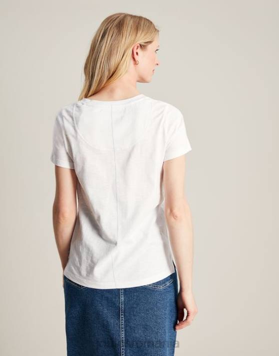 Joules femeilor tricou carley solid clasic crew 48DH103 îmbrăcăminte alb strălucitor | Joules Romania