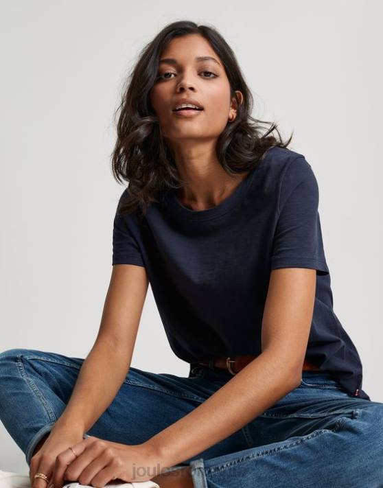 Joules femeilor tricou carley solid clasic crew 48DH76 îmbrăcăminte marina franceză | Joules Romania