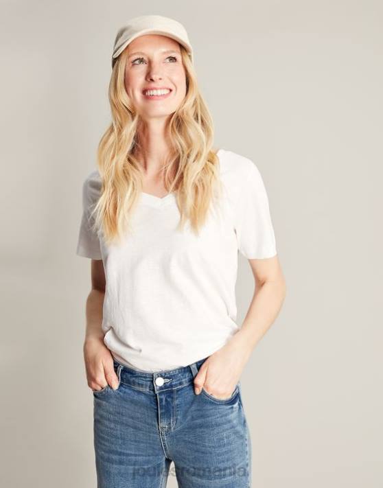 Joules femeilor tricou celina solid cu decolteu în V 48DH60 îmbrăcăminte alb strălucitor | Joules bags