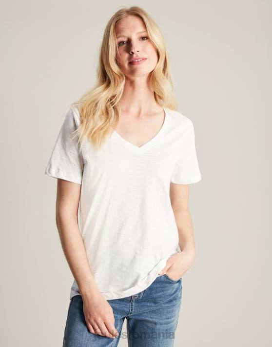 Joules femeilor tricou celina solid cu decolteu în V 48DH60 îmbrăcăminte alb strălucitor | Joules bags