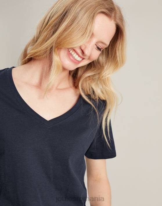 Joules femeilor tricou celina solid cu decolteu în V 48DH77 îmbrăcăminte marina franceză | Joules cizme