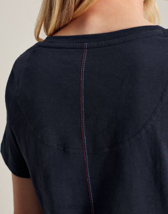 Joules femeilor tricou celina solid cu decolteu în V 48DH77 îmbrăcăminte marina franceză | Joules cizme