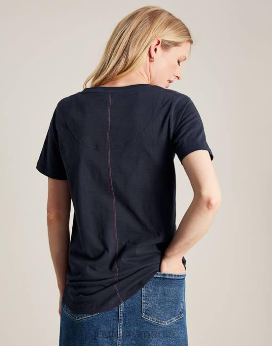 Joules femeilor tricou celina solid cu decolteu în V 48DH77 îmbrăcăminte marina franceză | Joules cizme