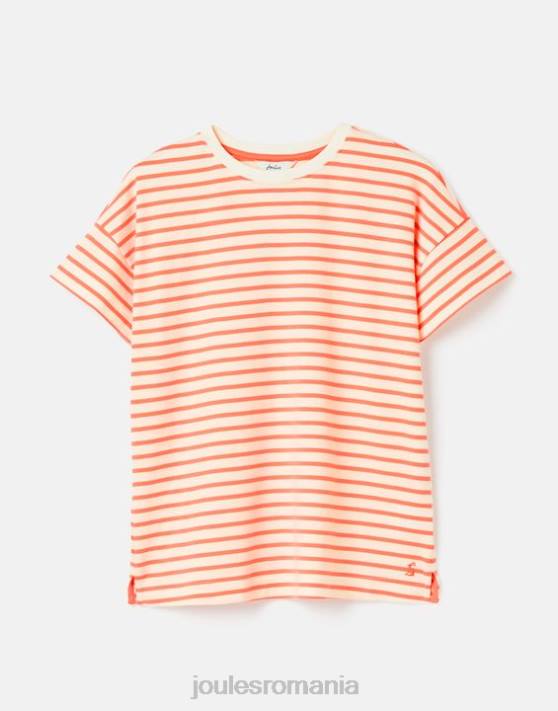 Joules femeilor tricou cu mânecă scurtă în dungi macey 48DH33 îmbrăcăminte dungă roz | Joules bags